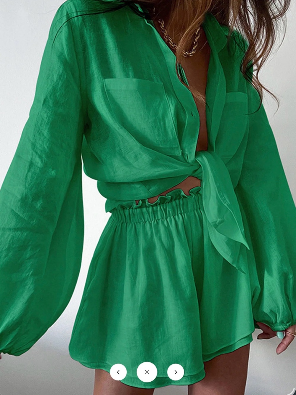 Commense Two-Piece Double Lined Shorts Set - Green - Large